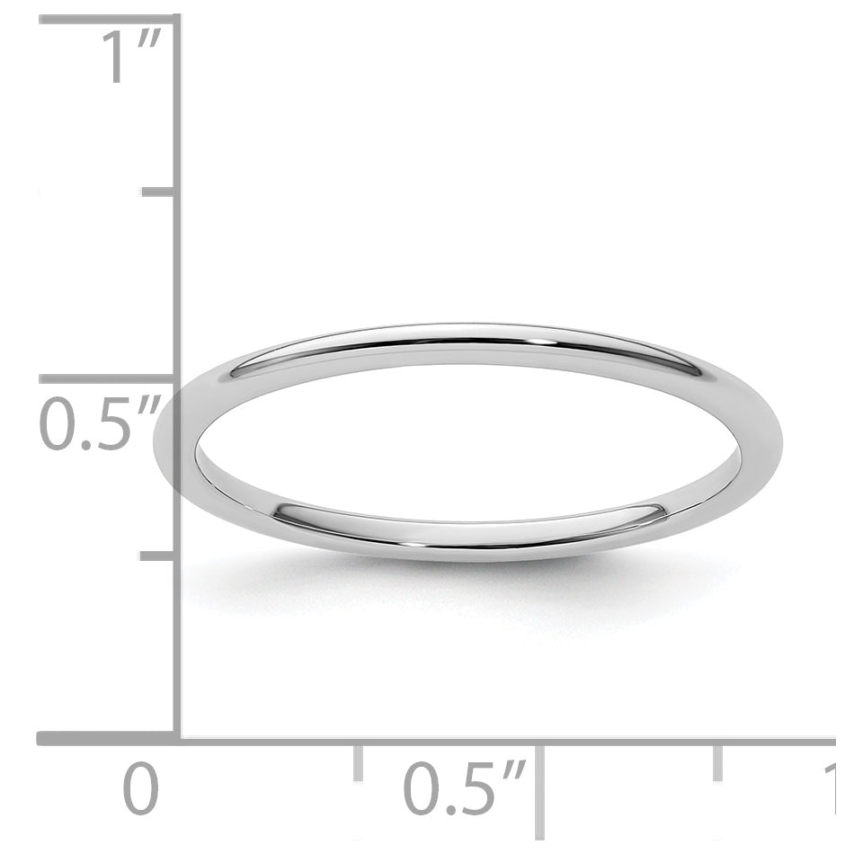 10K White Gold 1.2mm Half Round Polished Stackable Band Size 5.5