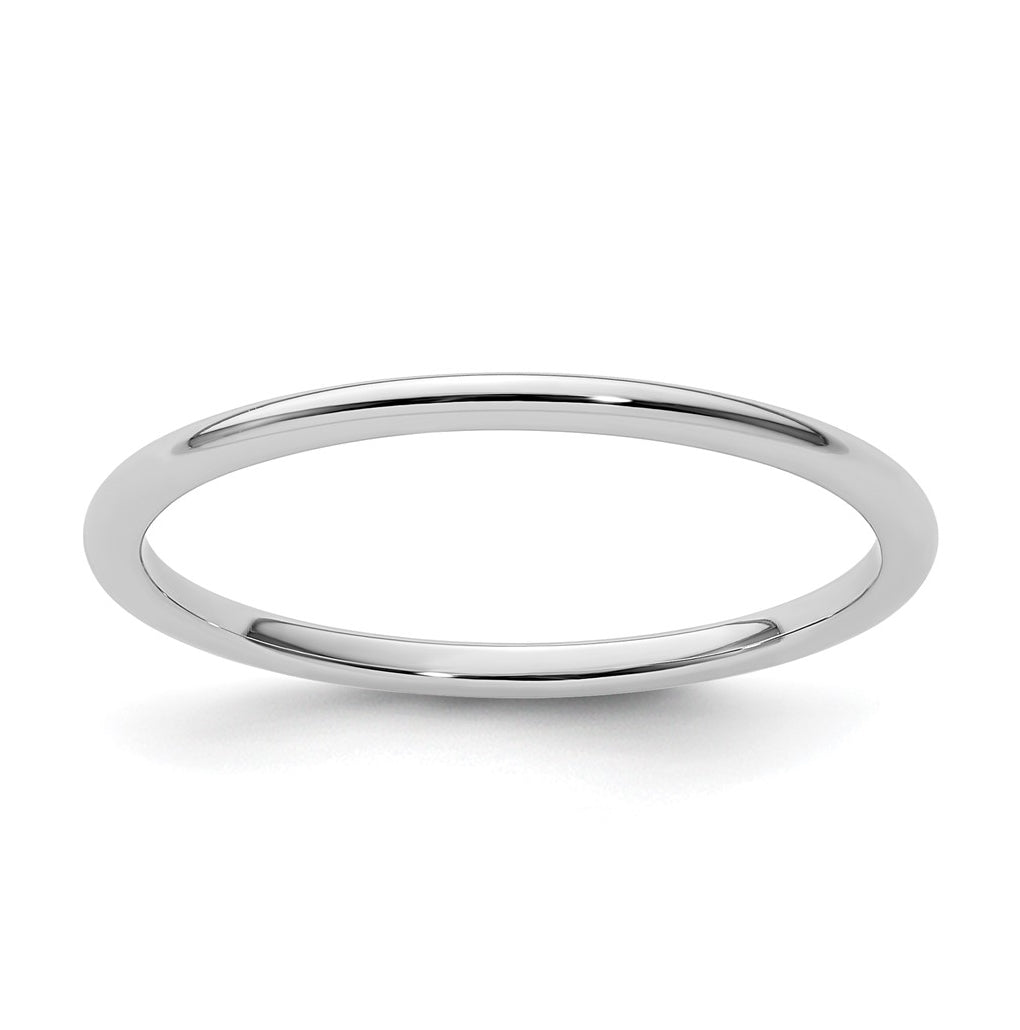 10K White Gold 1.2mm Half Round Polished Stackable Band Size 5.5