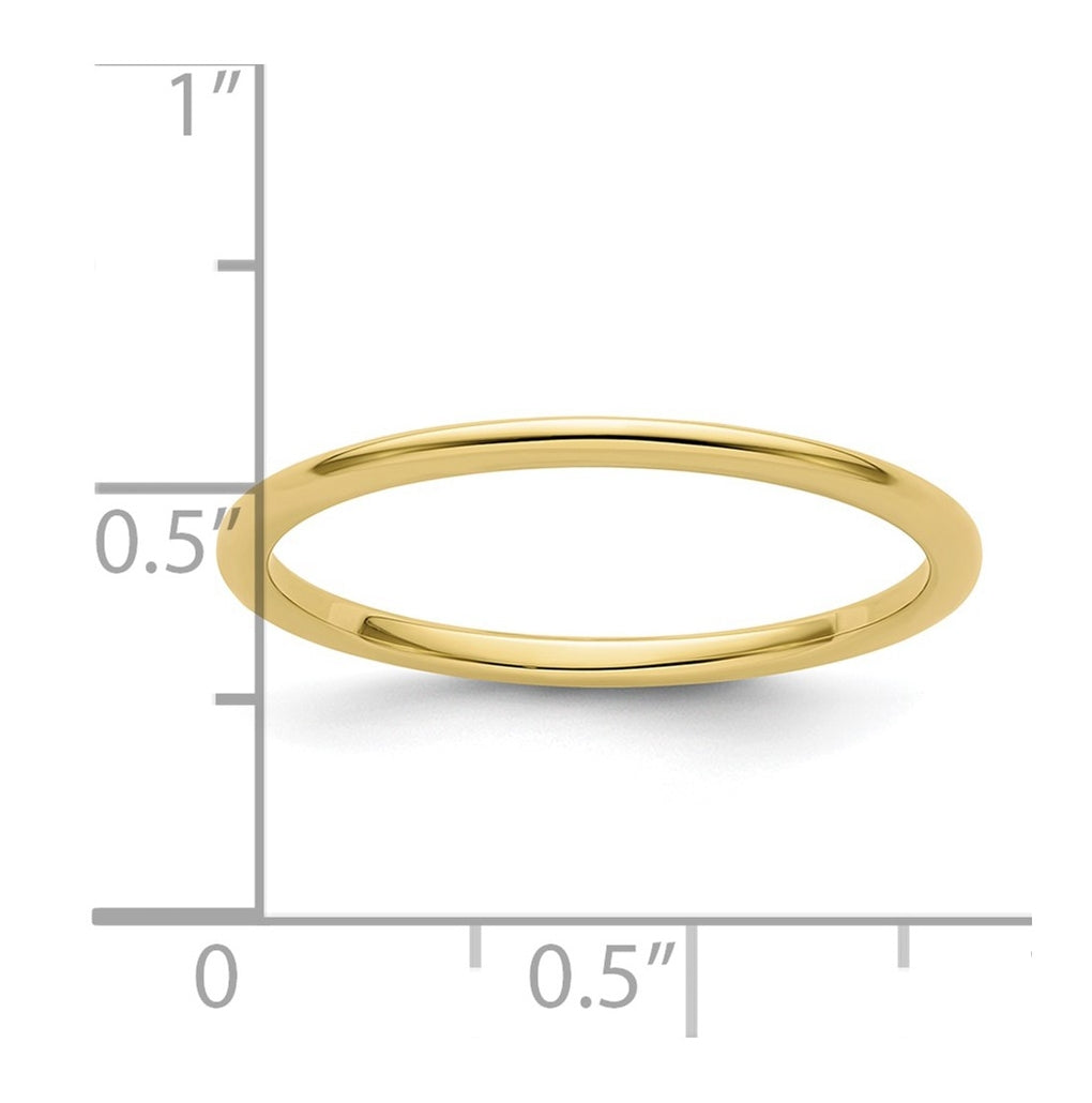 10K Yellow Or White Or Rose Gold Half Round Polished Stackable Band