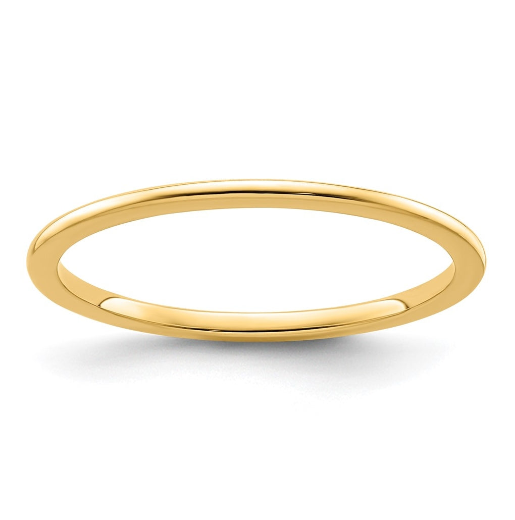 10K Yellow Or White Or Rose Gold Half Round Polished Stackable Band