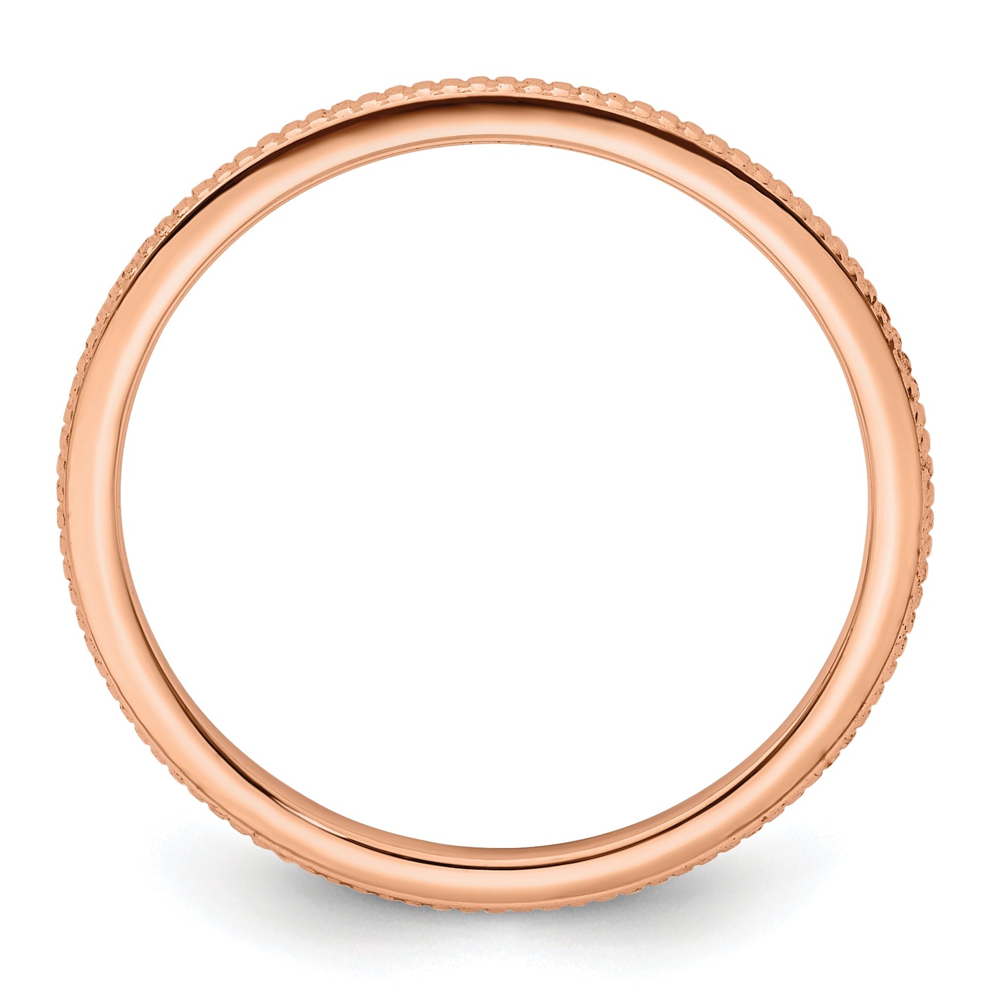 10K Rose Gold 1.2mm Beaded Stackable Band Size 5.5
