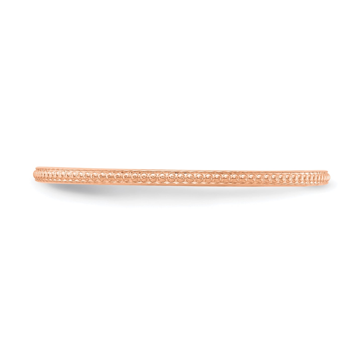 10K Rose Gold 1.2mm Beaded Stackable Band Size 5.5