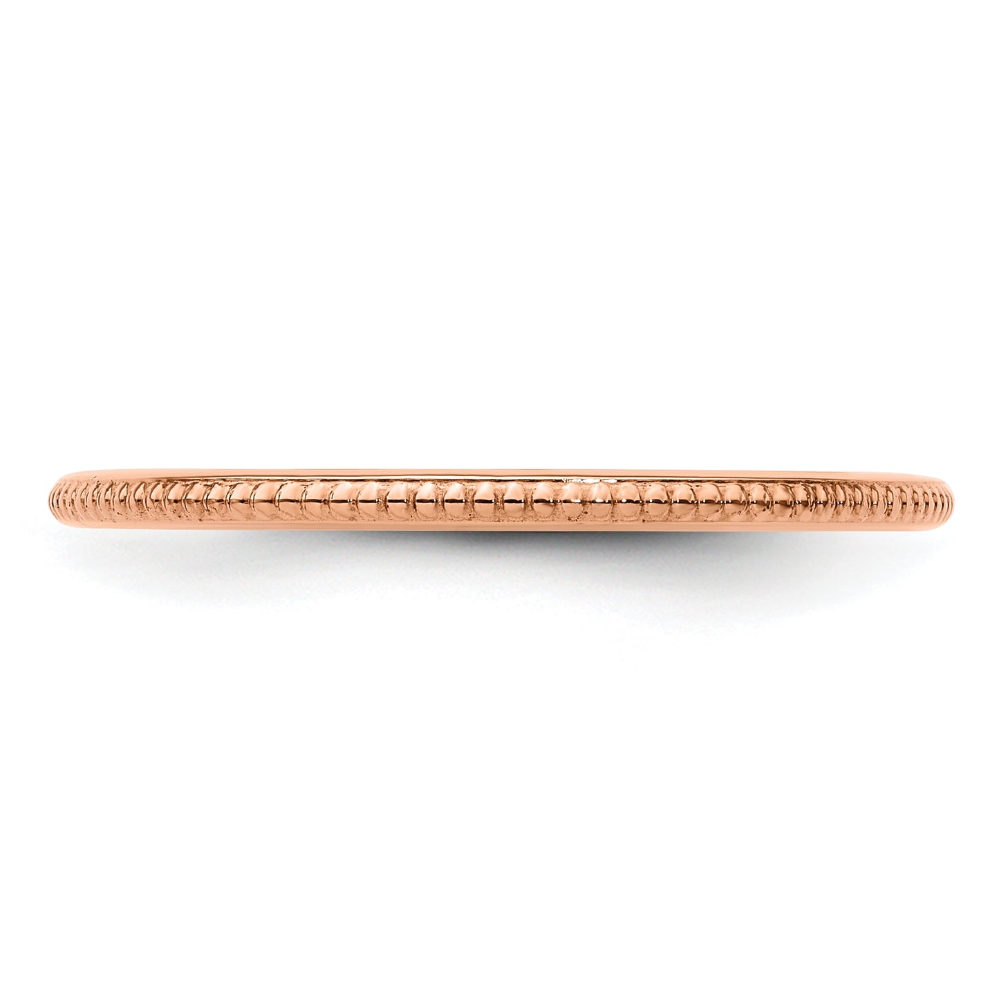 10K Rose Gold 1.2mm Beaded Stackable Band Size 5.5