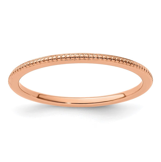 10K Rose Gold 1.2mm Beaded Stackable Band Size 4.5