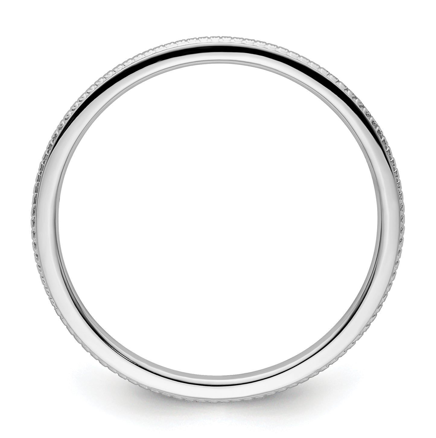 10K White Gold 1.2mm Beaded Stackable Band Size 5