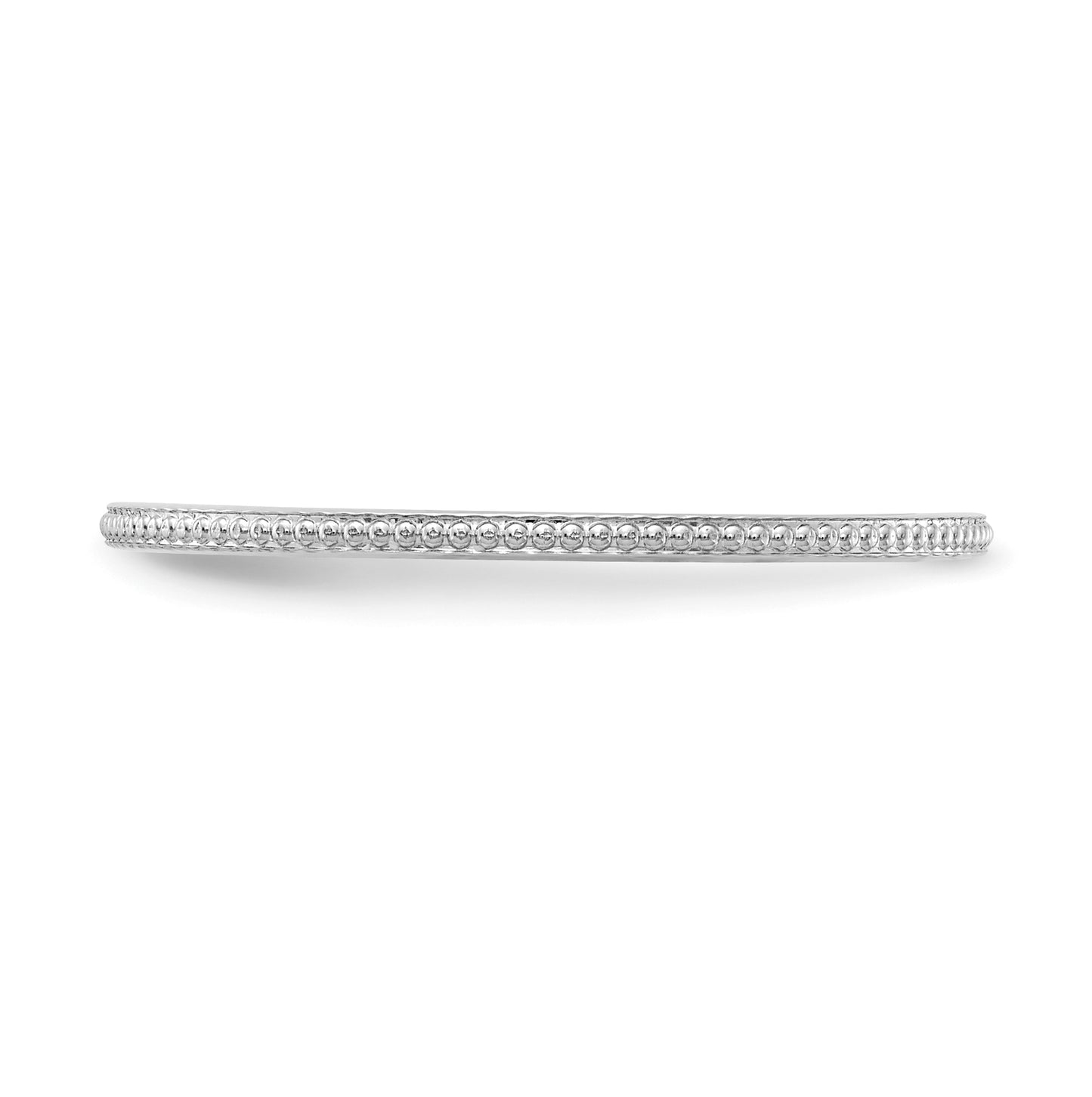 10K White Gold 1.2mm Beaded Stackable Band Size 5.5