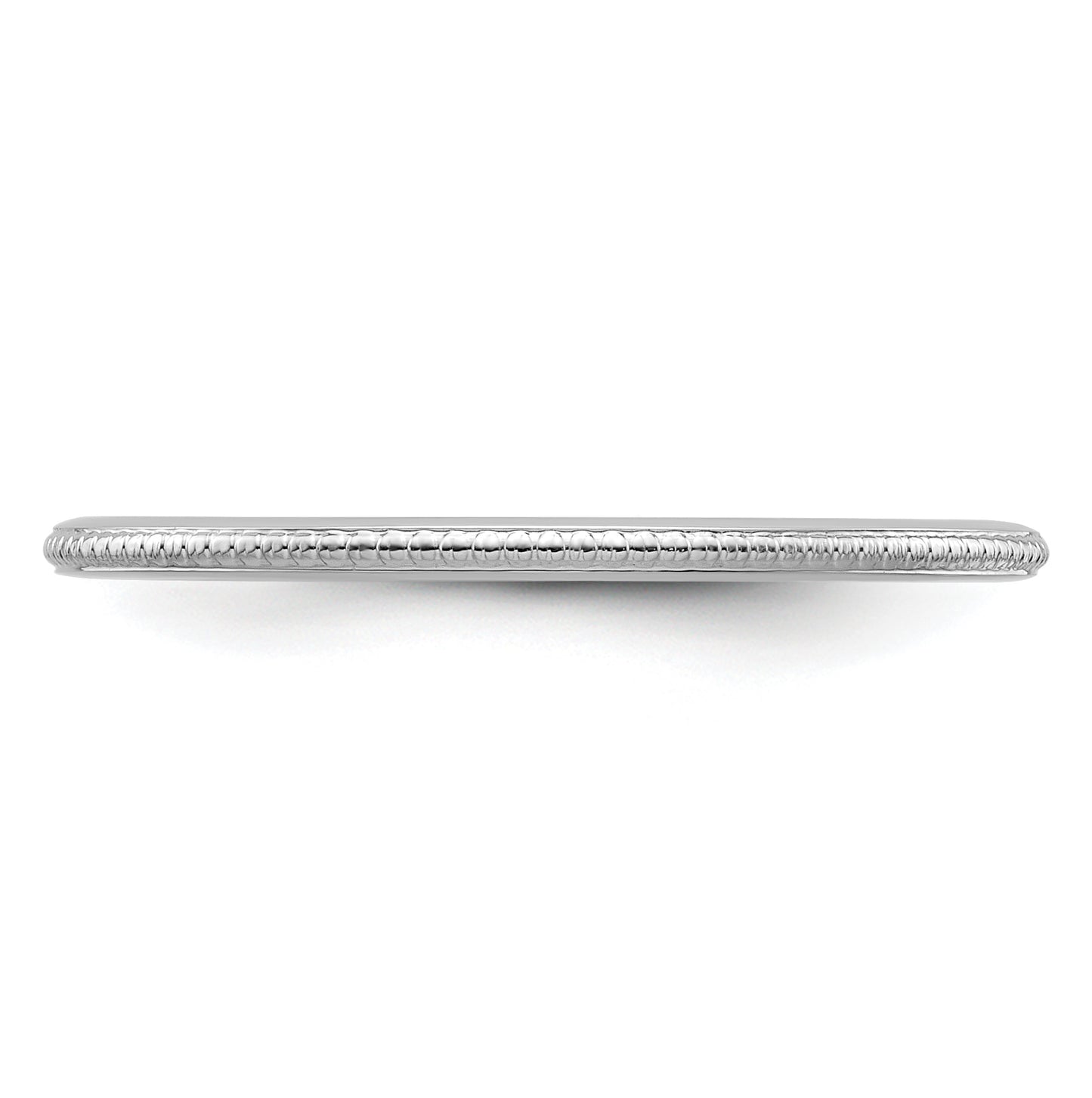 10K White Gold 1.2mm Beaded Stackable Band Size 5