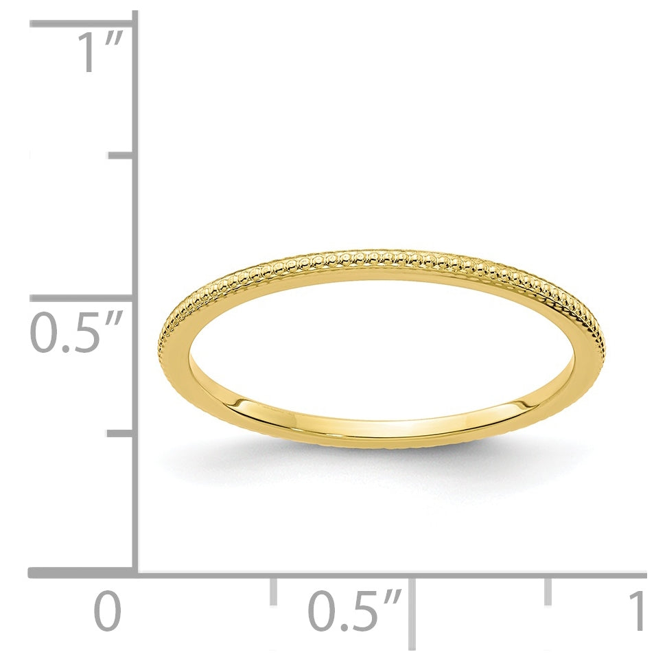 10K Yellow Gold 1.2mm Beaded Stackable Band Size 5