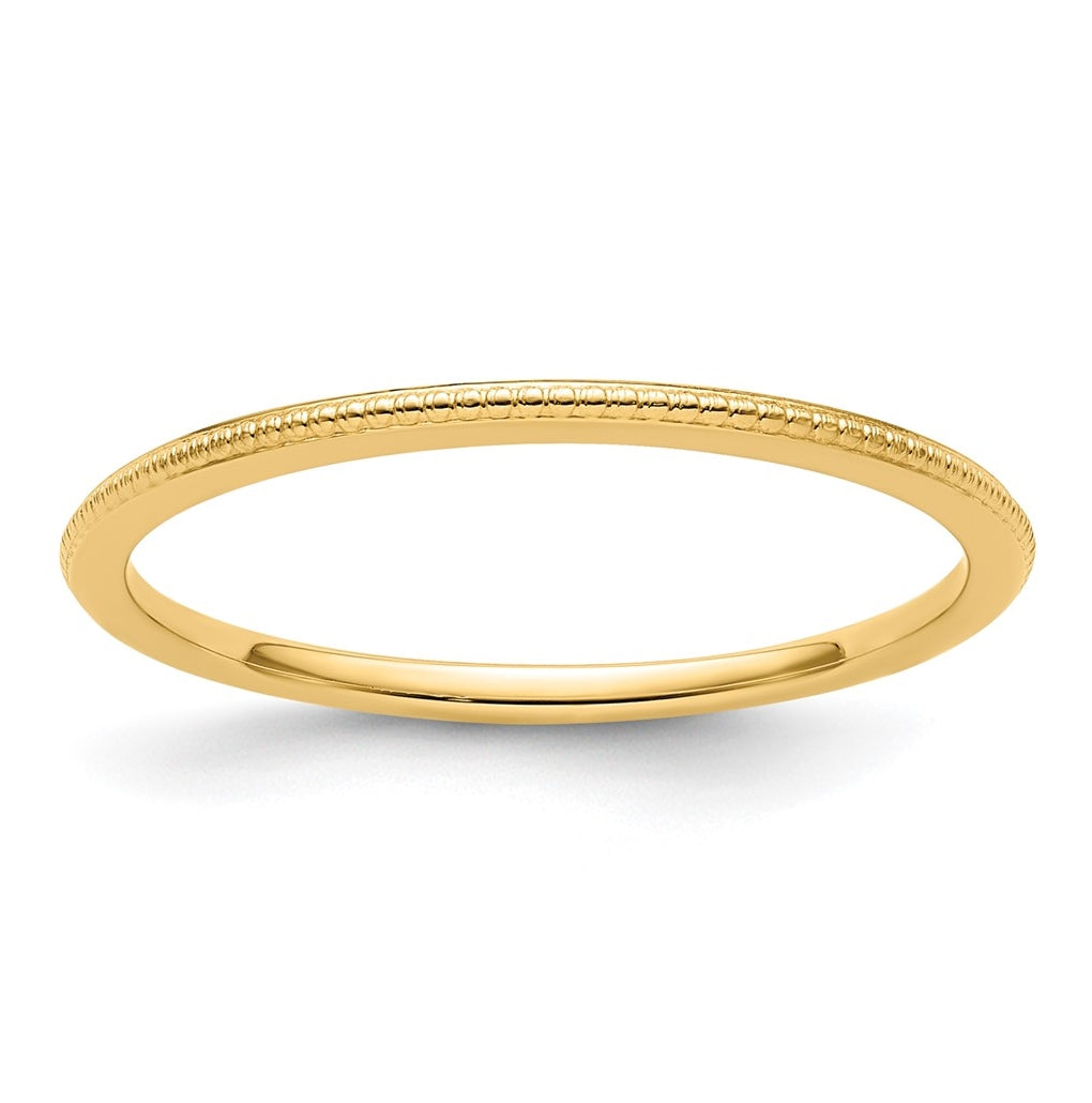 10k Yellow Or White Or Rose Gold 1.2mm Beaded Stackable Band