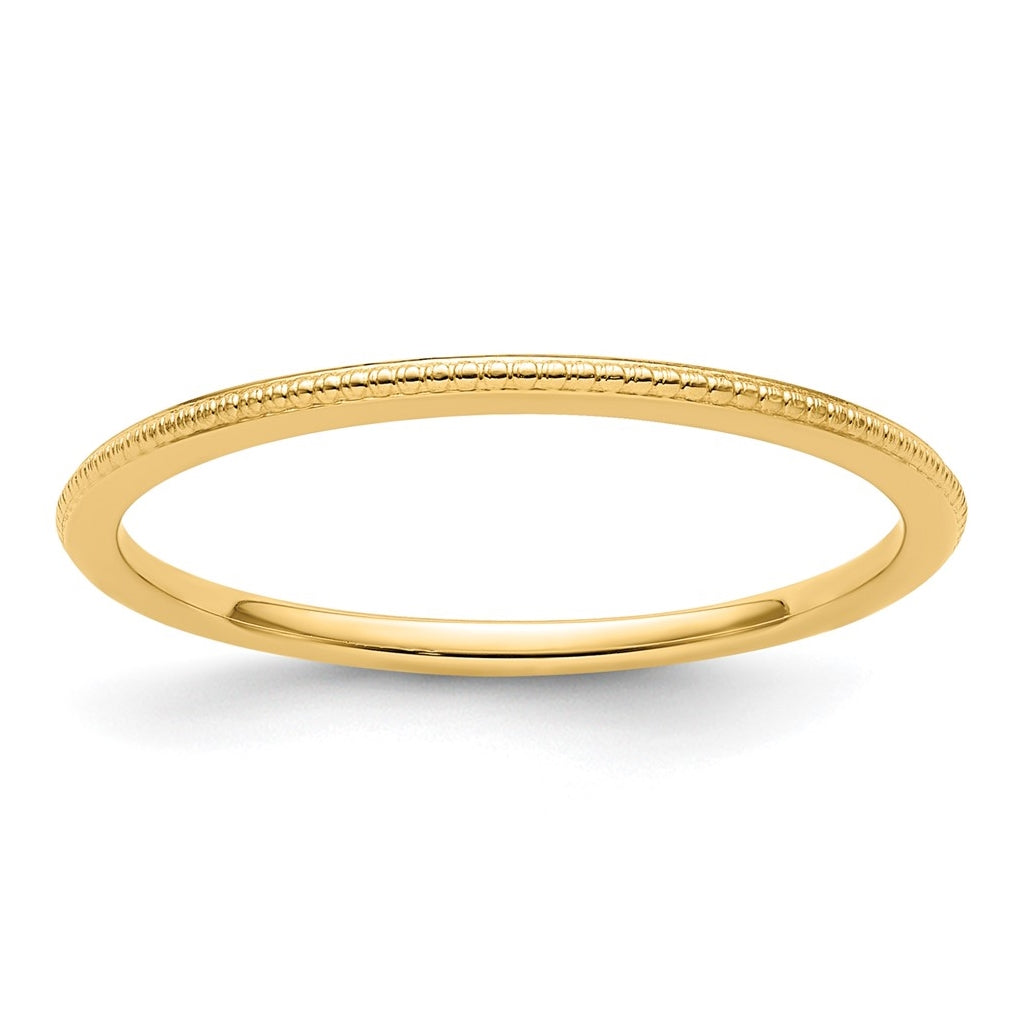 10K Yellow Gold 1.2mm Beaded Stackable Band Size 5