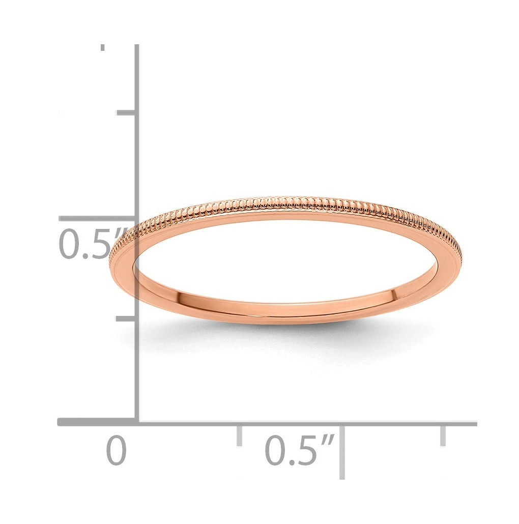 10k Yellow Or White Or Rose Gold 1.2mm Milgrain Stackable Band