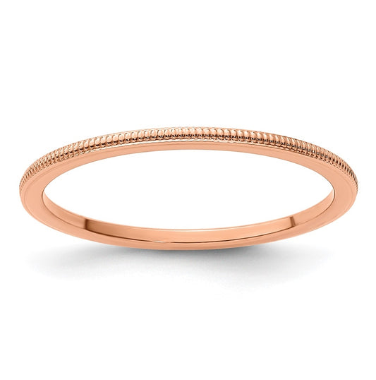 10K Rose Gold 1.2mm Milgrain Stackable Band Size 5