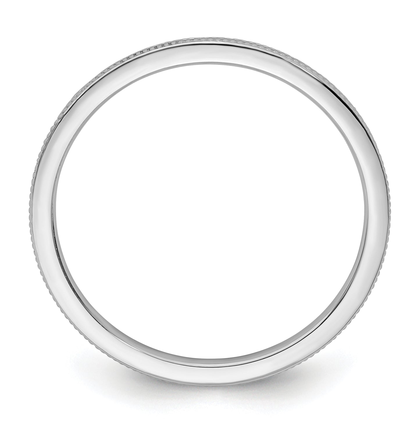 10K White Gold 1.2mm Milgrain Stackable Band Size 5.5