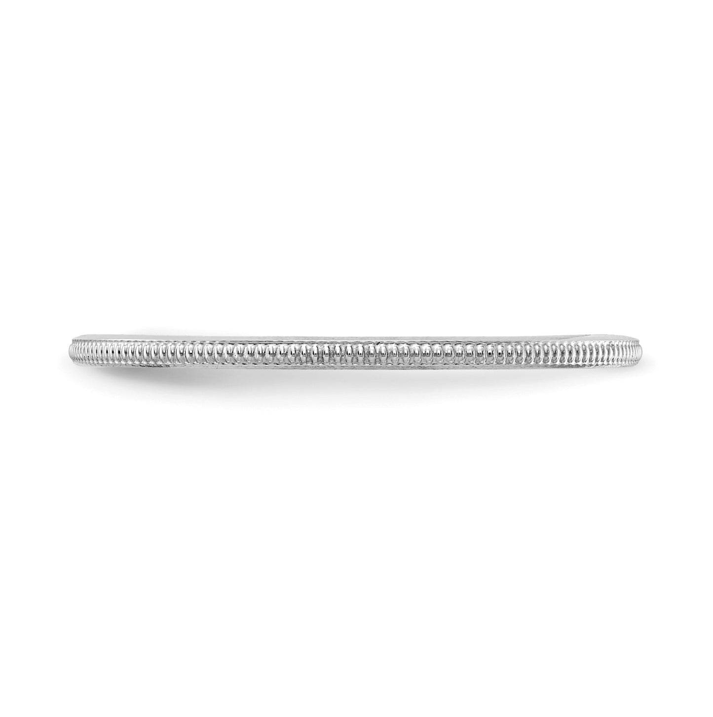 10K White Gold 1.2mm Milgrain Stackable Band Size 5.5