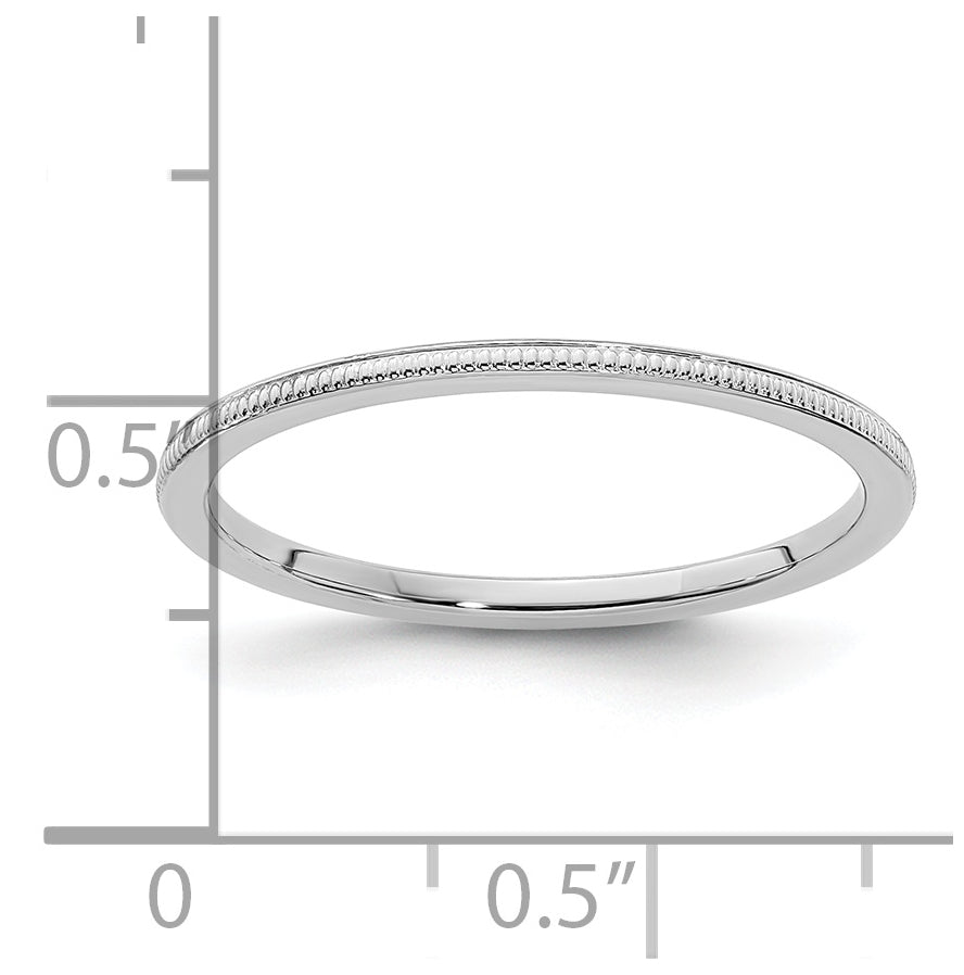 10K White Gold 1.2mm Milgrain Stackable Band Size 4.5
