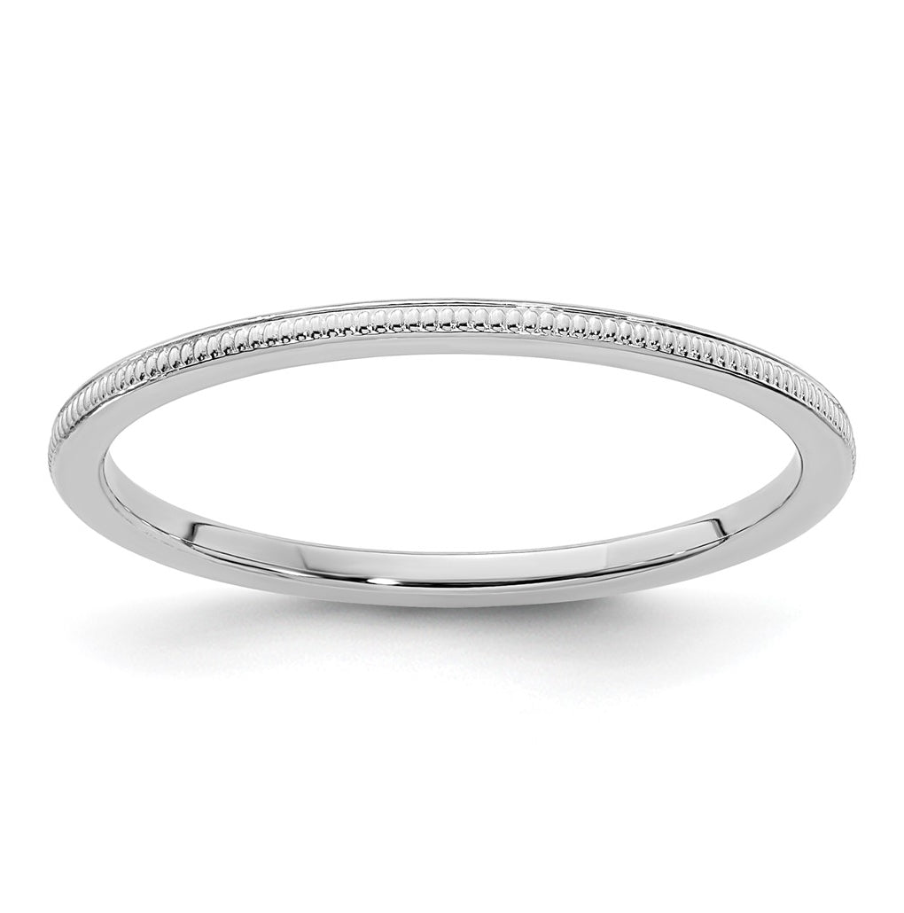 10K White Gold 1.2mm Milgrain Stackable Band Size 4.5