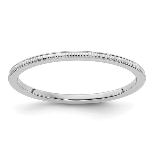 10K White Gold 1.2mm Milgrain Stackable Band Size 4.5