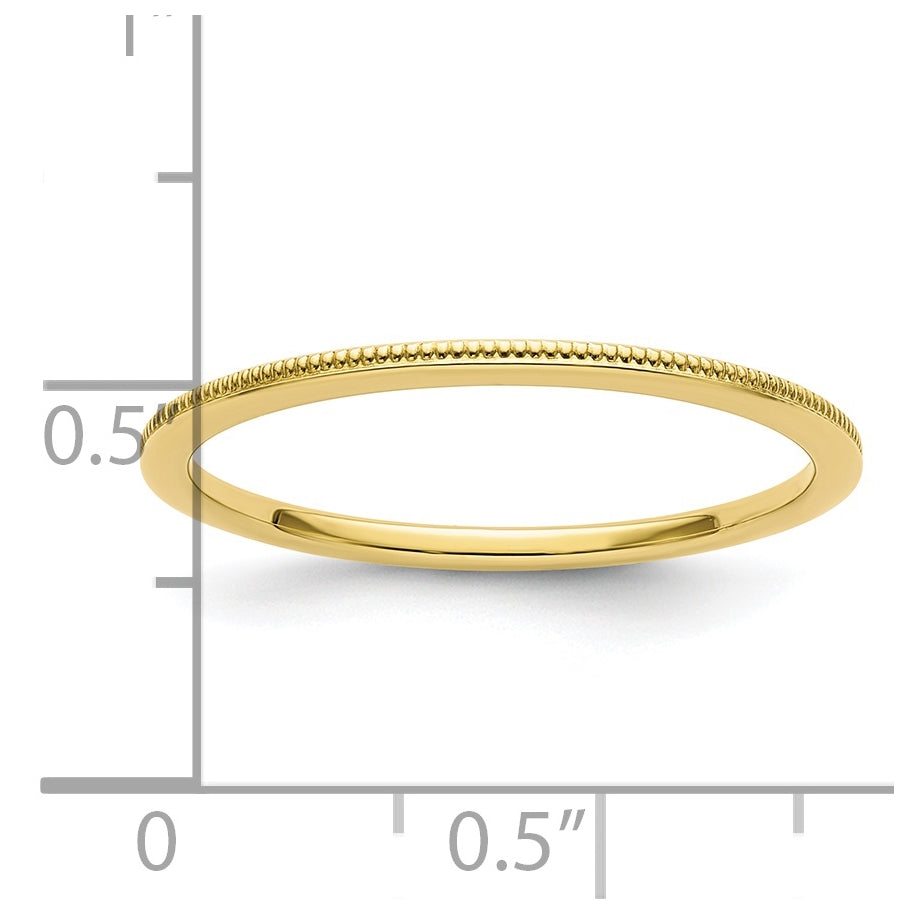 10K Yellow Gold 1.2mm Milgrain Stackable Band Size 5.5
