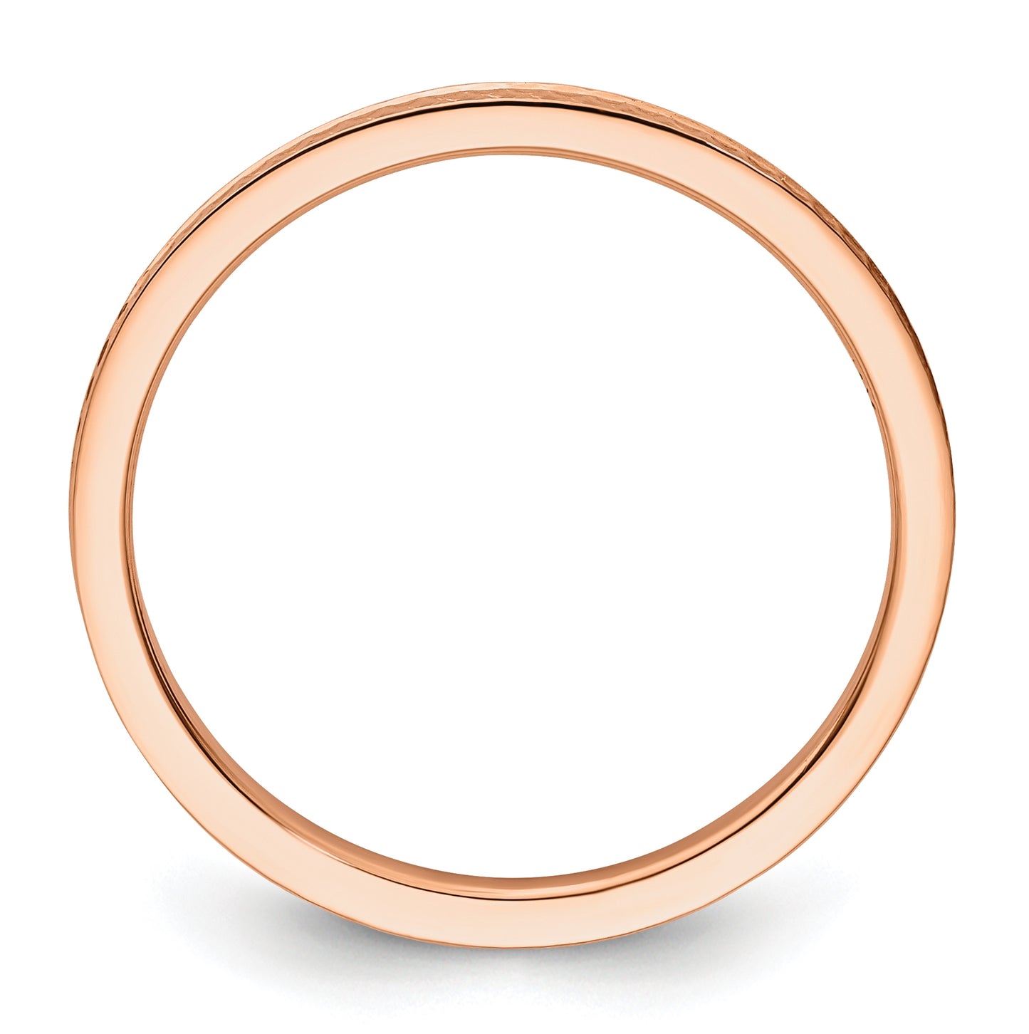 10K Rose Gold 1.2mm Criss-Cross Pattern Stackable Band Size 5