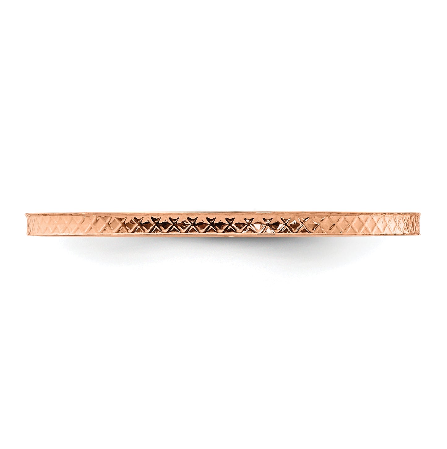 10K Rose Gold 1.2mm Criss-Cross Pattern Stackable Band Size 5.5