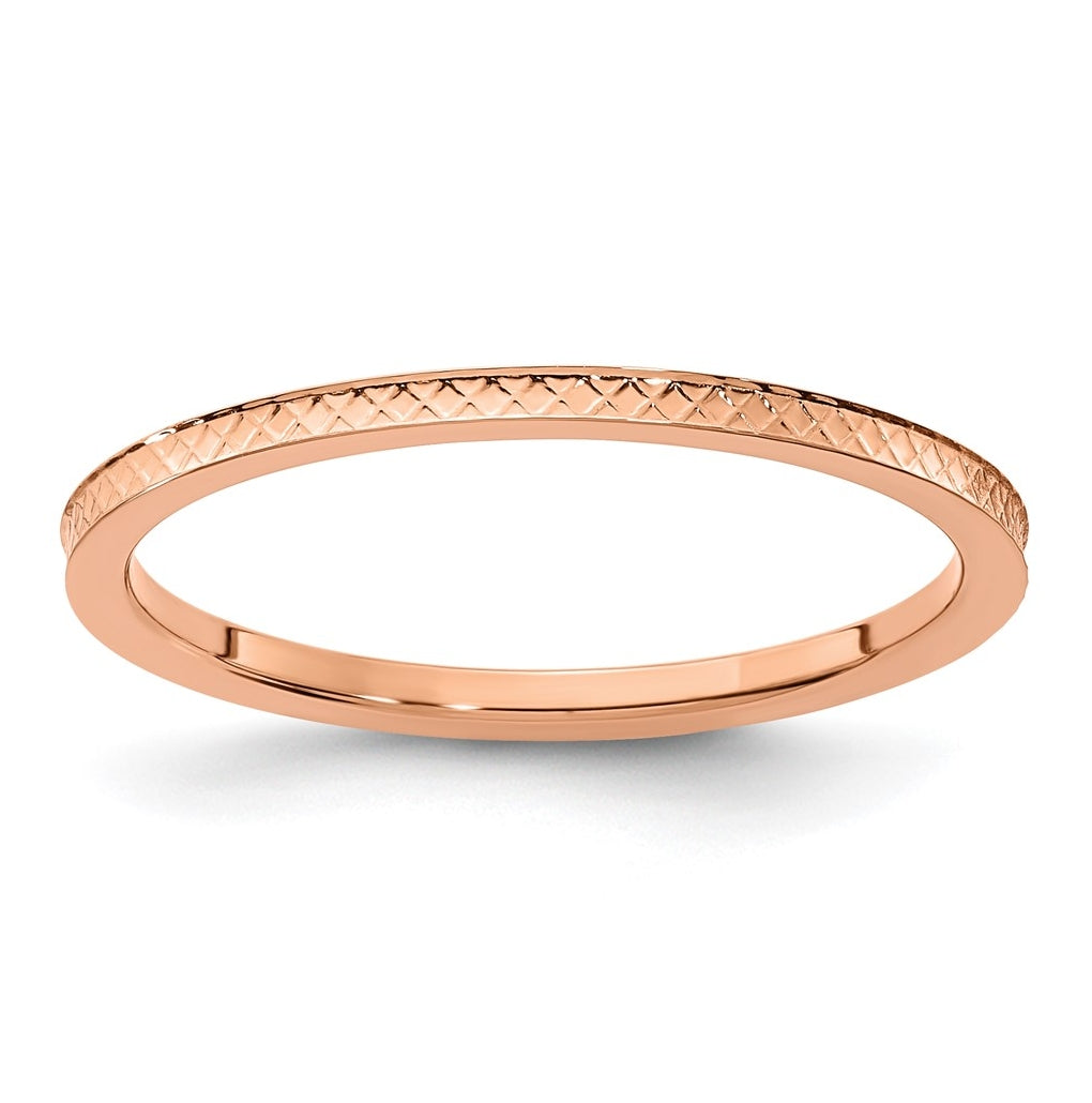 10k Yellow Or White Or Rose Gold 1.2mm Criss-Cross Pattern Stackable Band