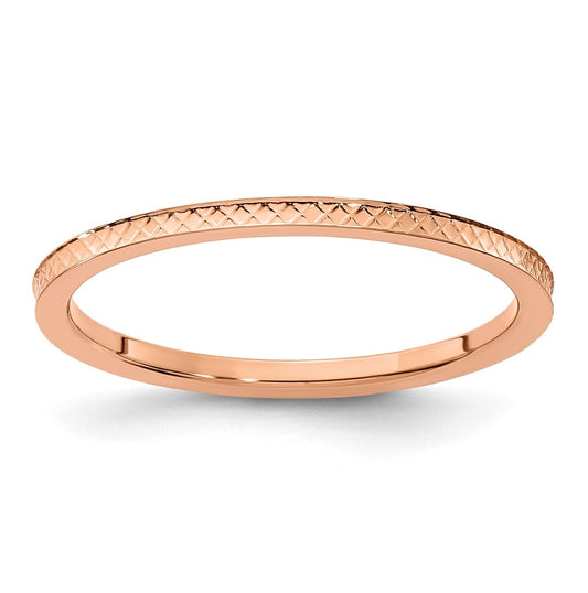 10k Yellow Or White Or Rose Gold 1.2mm Criss-Cross Pattern Stackable Band