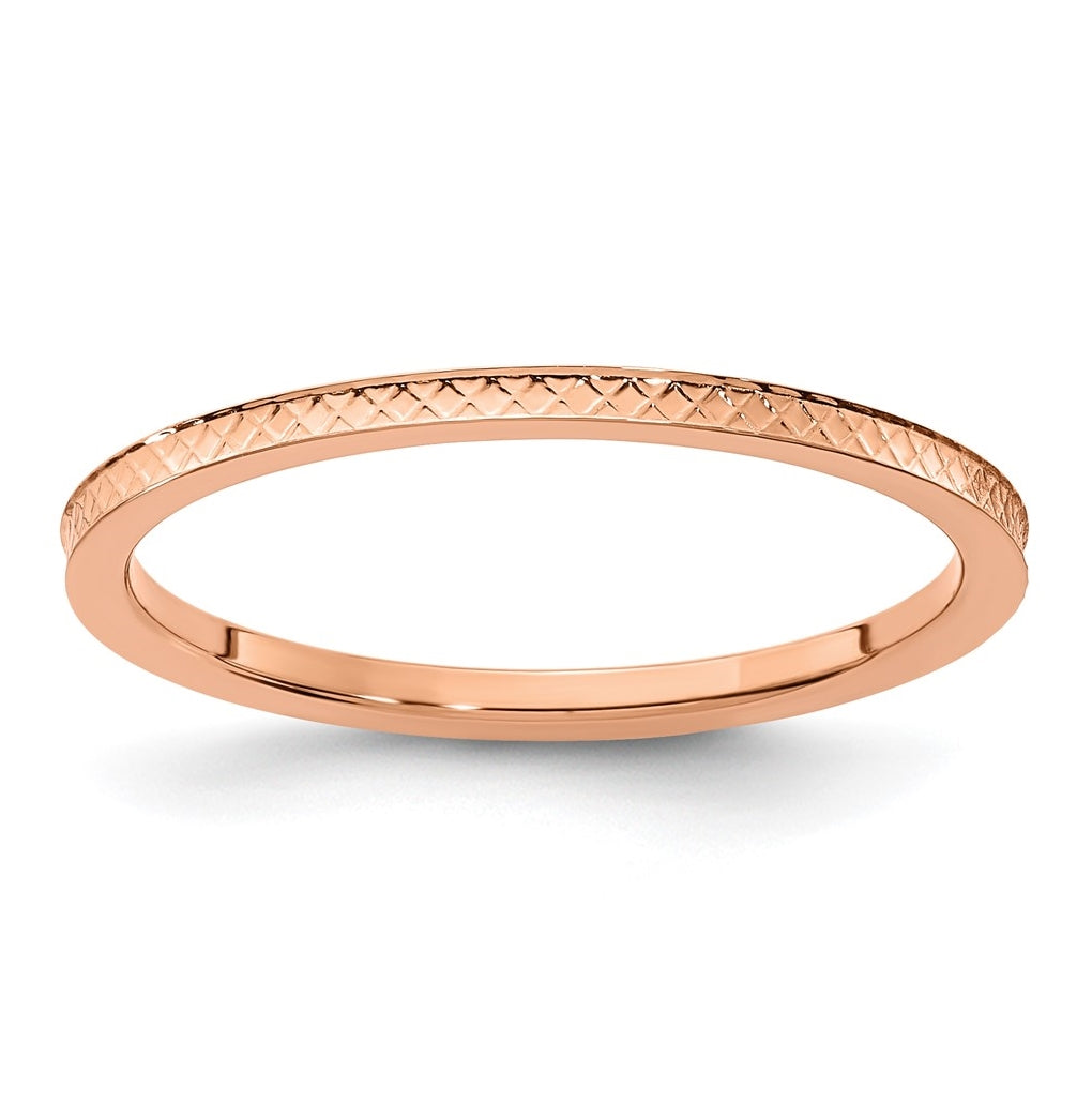 10K Rose Gold 1.2mm Criss-Cross Pattern Stackable Band Size 5.5