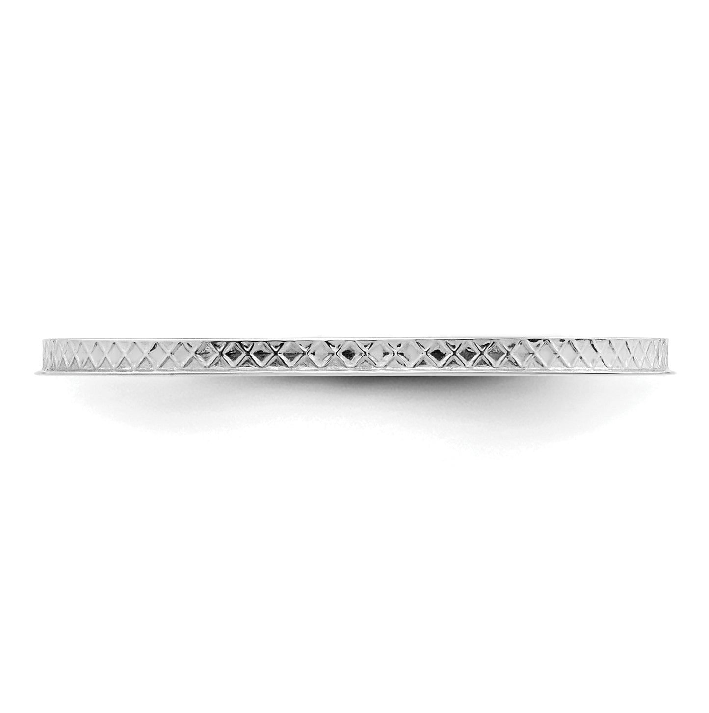 10K White Gold 1.2mm Criss-Cross Pattern Stackable Band Size 5.5