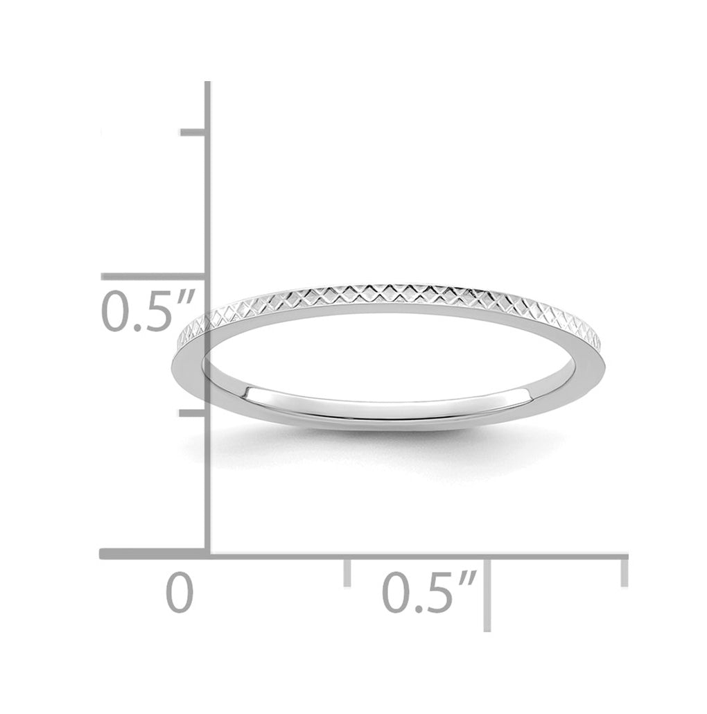 10k Yellow Or White Or Rose Gold 1.2mm Criss-Cross Pattern Stackable Band