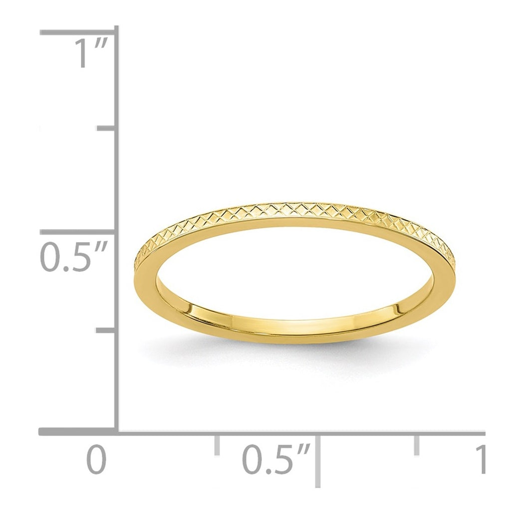 10k Yellow Or White Or Rose Gold 1.2mm Criss-Cross Pattern Stackable Band