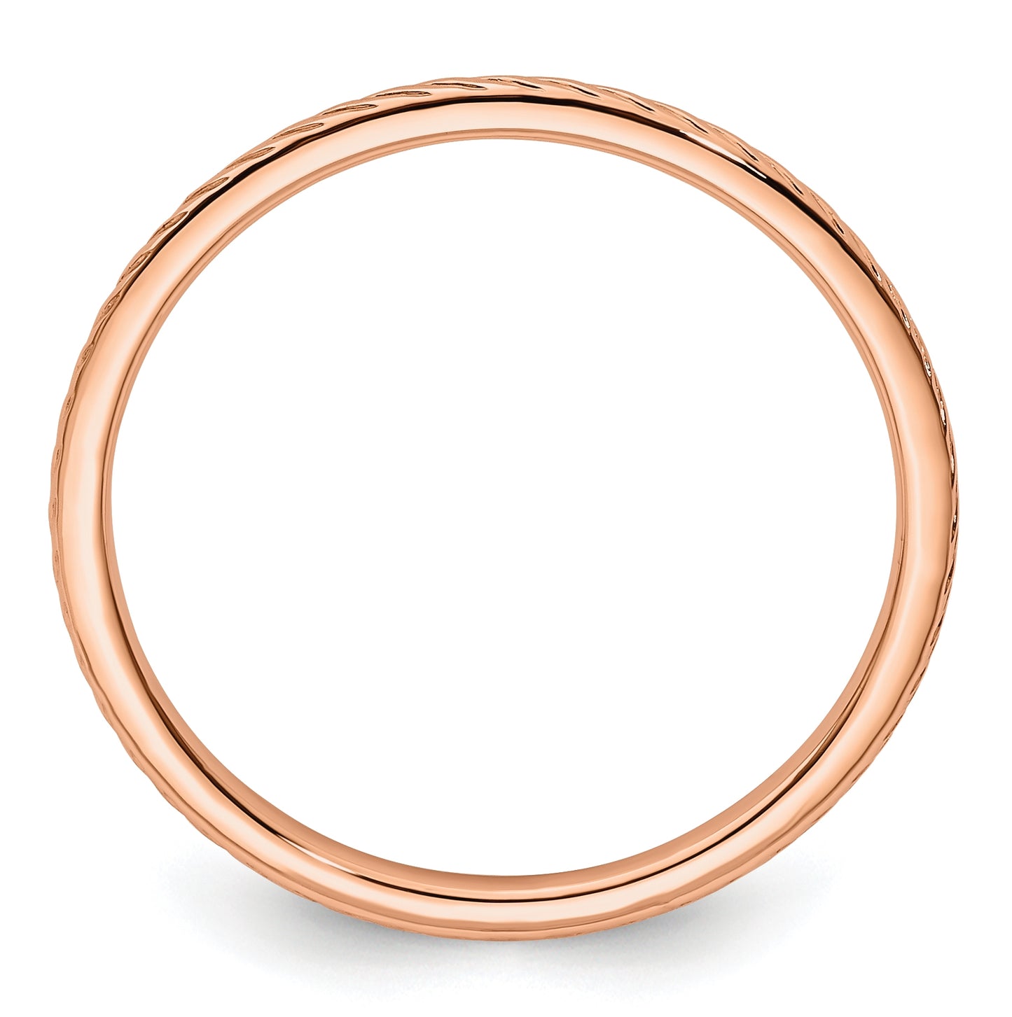 10K Rose Gold 1.2mm Twisted Wire Pattern Stackable Band Size 4.5