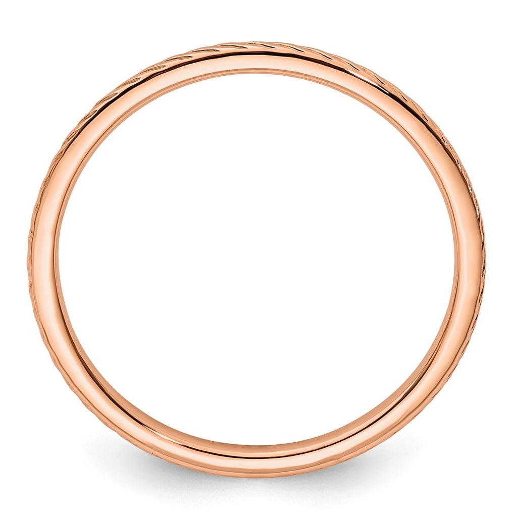 10k Yellow Or White Or Rose Gold 1.2mm Twisted Wire Pattern Stackable Band