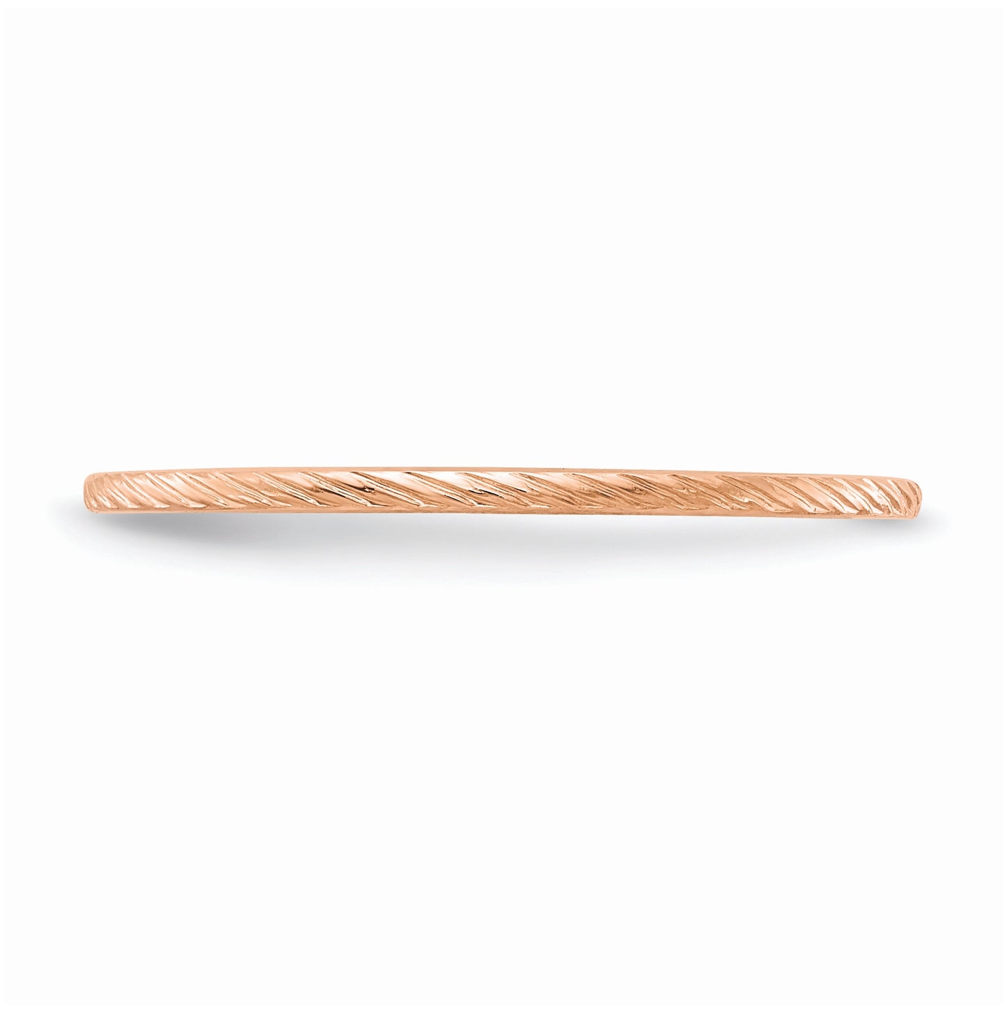 10K Rose Gold 1.2mm Twisted Wire Pattern Stackable Band Size 5