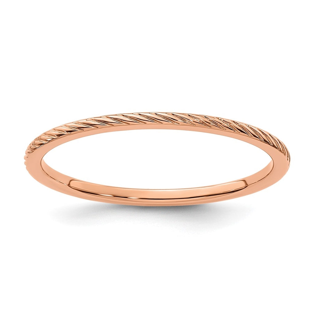 10K Rose Gold 1.2mm Twisted Wire Pattern Stackable Band Size 4.5