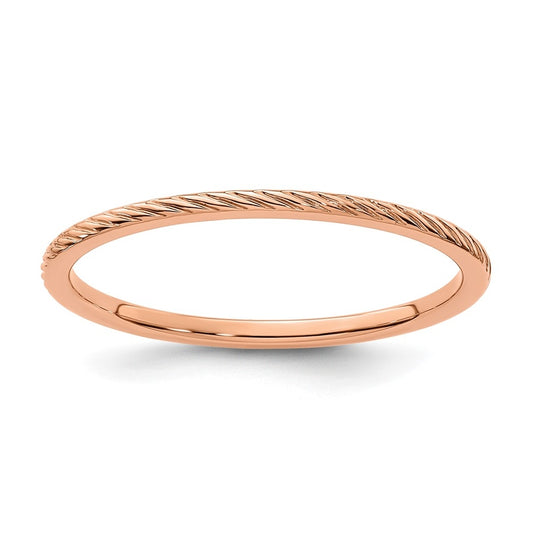 10k Yellow Or White Or Rose Gold 1.2mm Twisted Wire Pattern Stackable Band