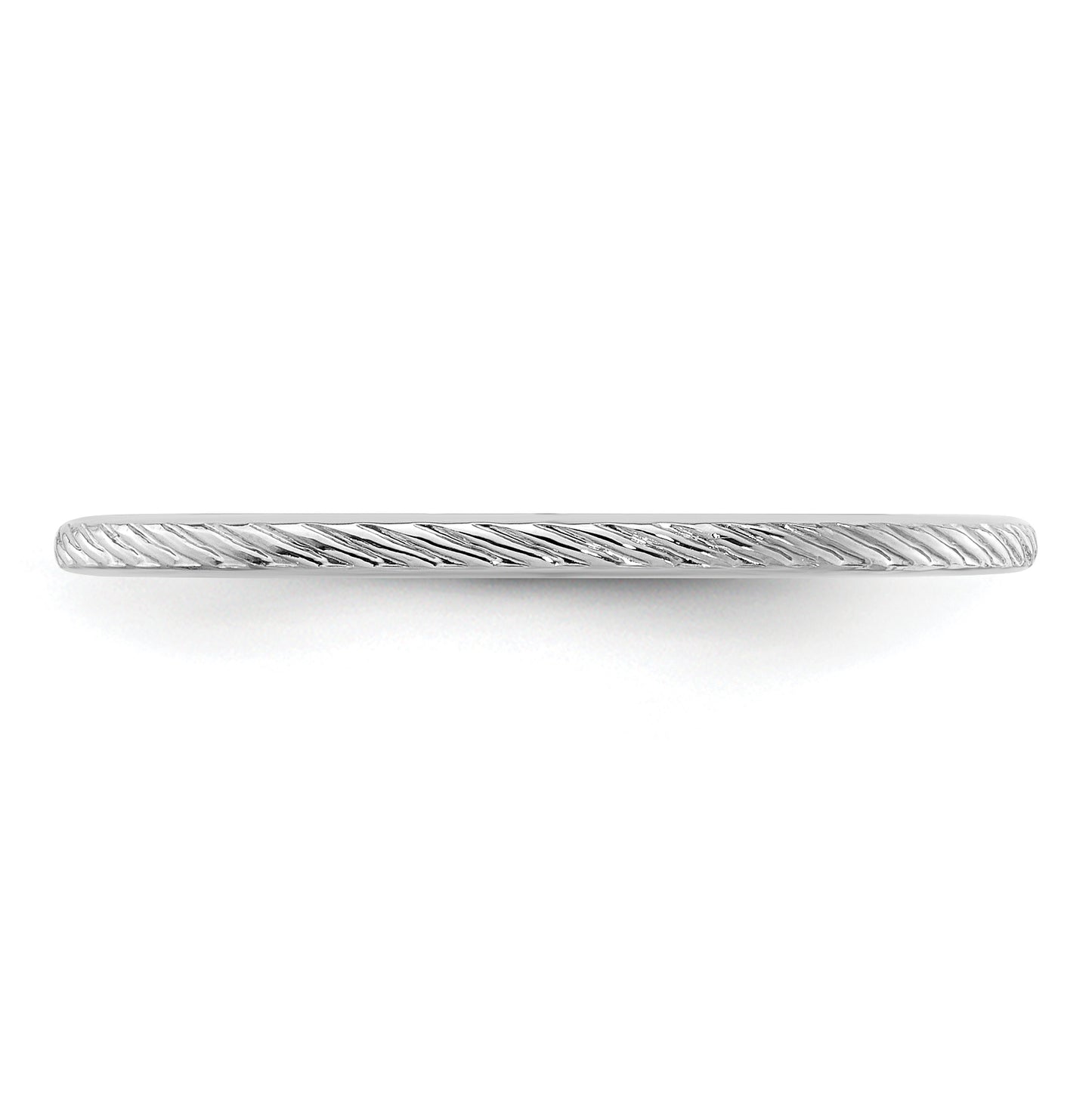 10K White Gold 1.2mm Twisted Wire Pattern Stackable Band Size 5.5