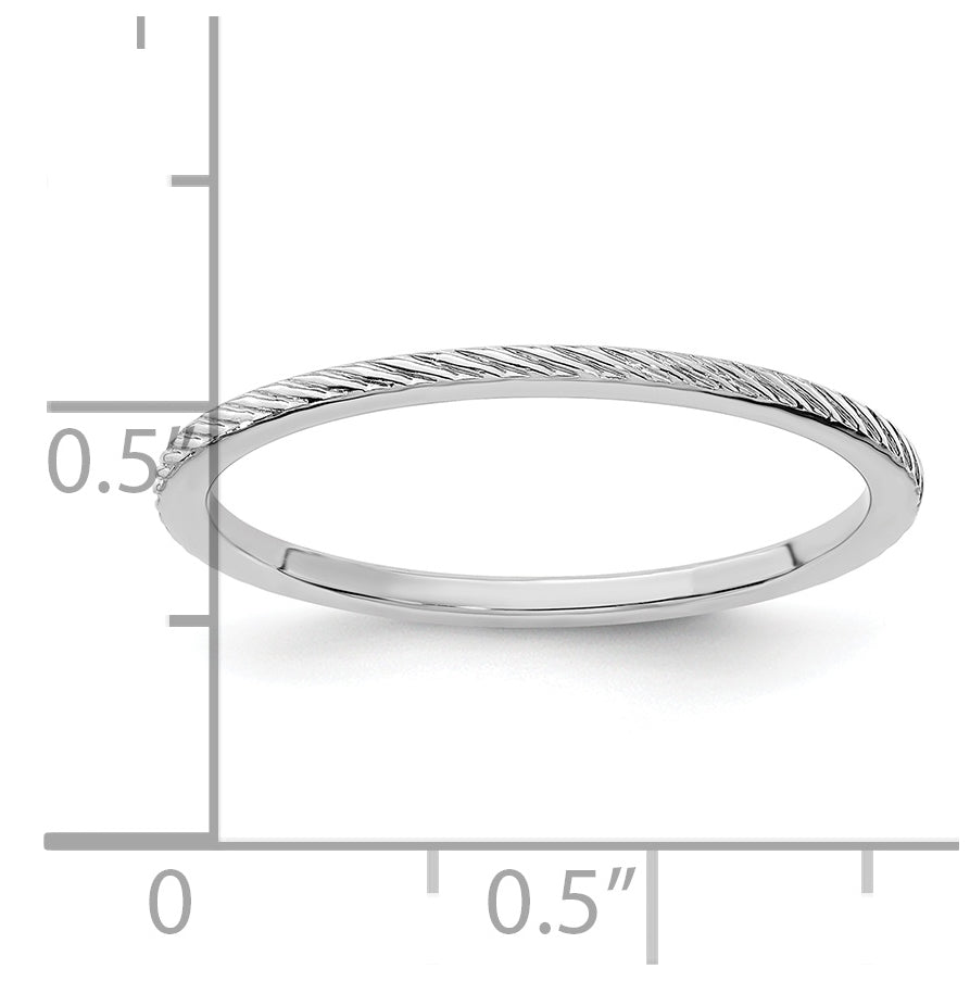 10K White Gold 1.2mm Twisted Wire Pattern Stackable Band Size 5.5