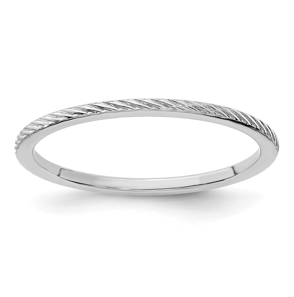 10K White Gold 1.2mm Twisted Wire Pattern Stackable Band Size 4.5