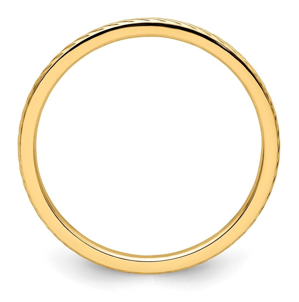 10k Yellow Or White Or Rose Gold 1.2mm Twisted Wire Pattern Stackable Band