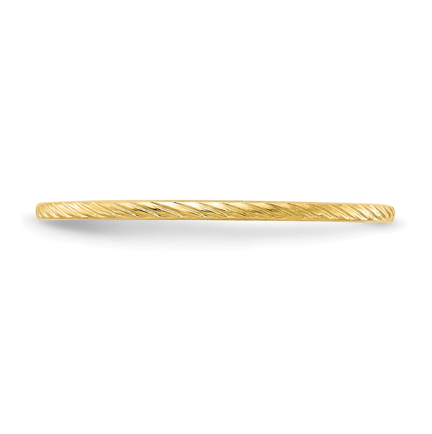 10K Yellow Gold 1.2mm Twisted Wire Pattern Stackable Band Size 4.5