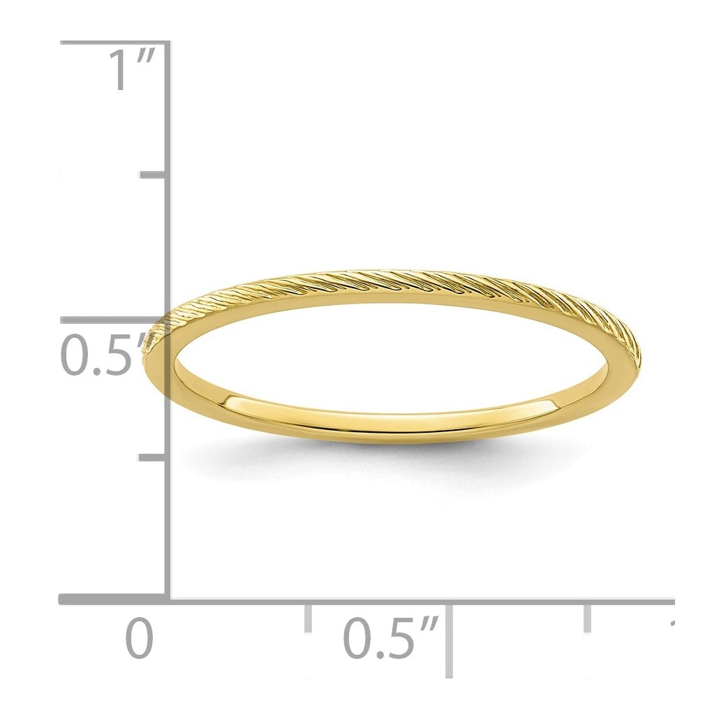 10k Yellow Or White Or Rose Gold 1.2mm Twisted Wire Pattern Stackable Band