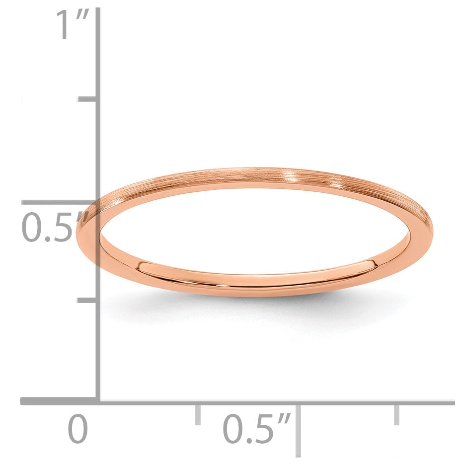 10K Rose Gold 1.2mm Half Round Satin Stackable Band Size 4.5
