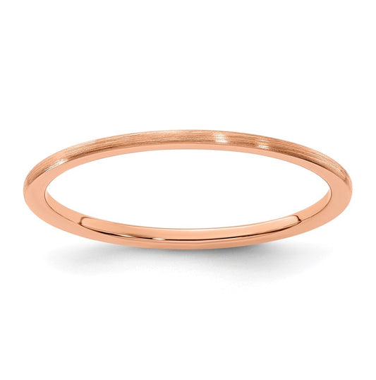 10K Rose Gold 1.2mm Half Round Satin Stackable Band Size 5