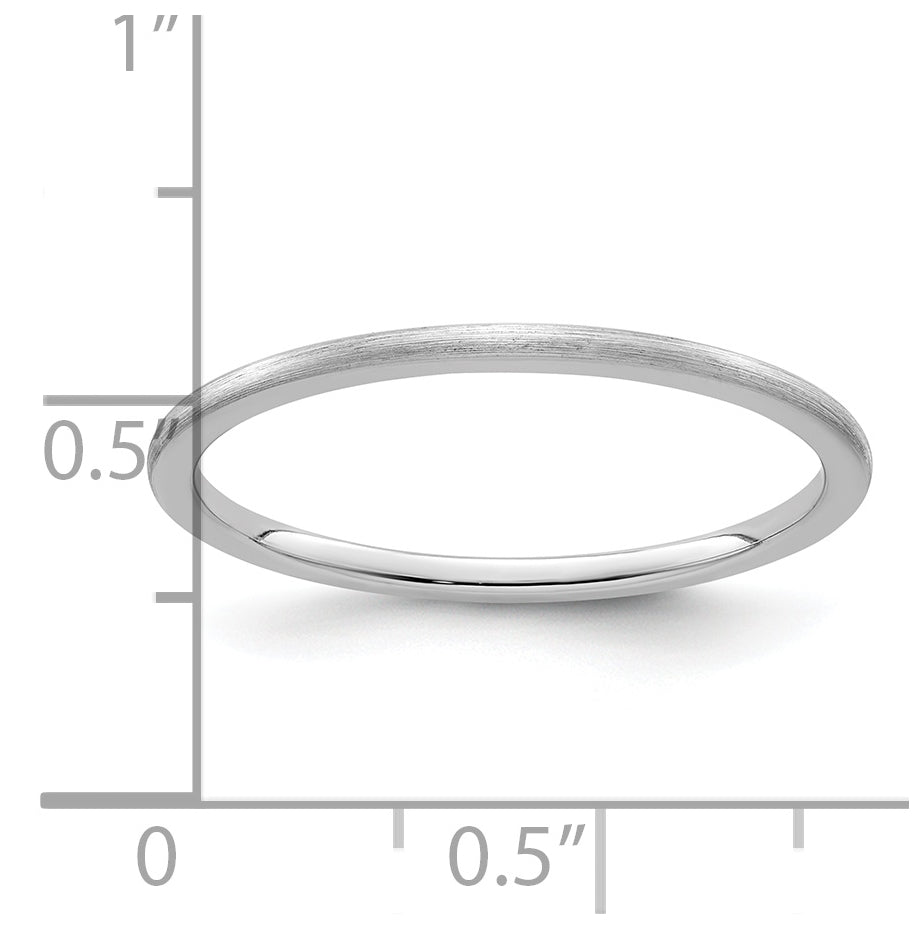 10K White Gold 1.2mm Half Round Satin Stackable Band Size 4.5