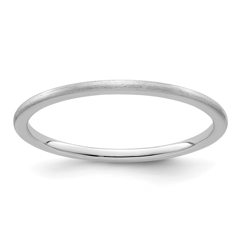 10K White Gold 1.2mm Half Round Satin Stackable Band Size 4.5