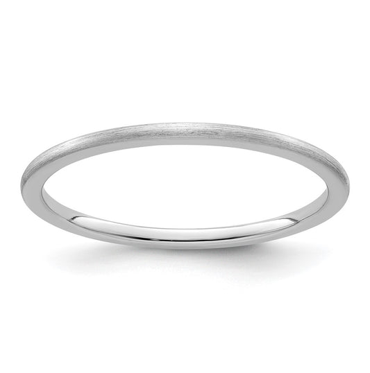 10K White Gold 1.2mm Half Round Satin Stackable Band Size 4.5