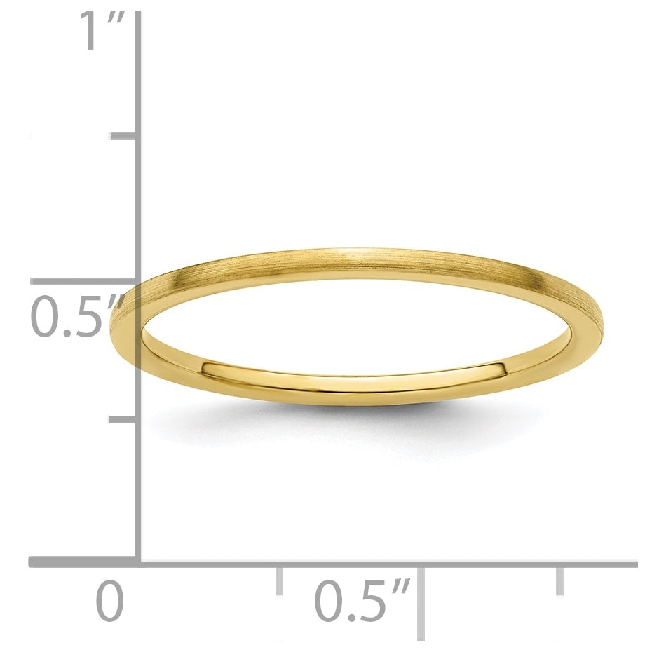 10K Yellow Gold 1.2mm Half Round Satin Stackable Band Size 5.5