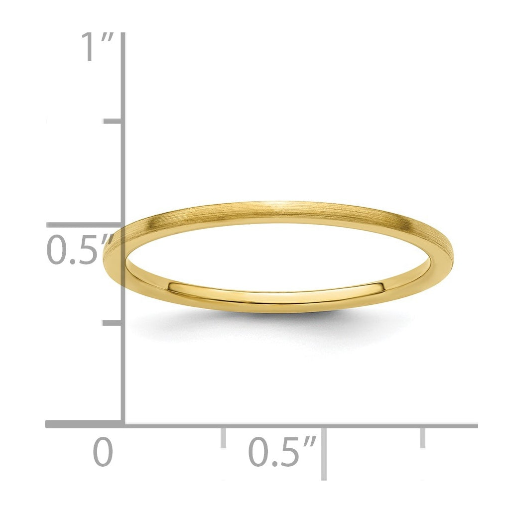 10K Yellow Or White Or Rose Gold 1.2mm Half Round Satin Stackable Band Size 4.5