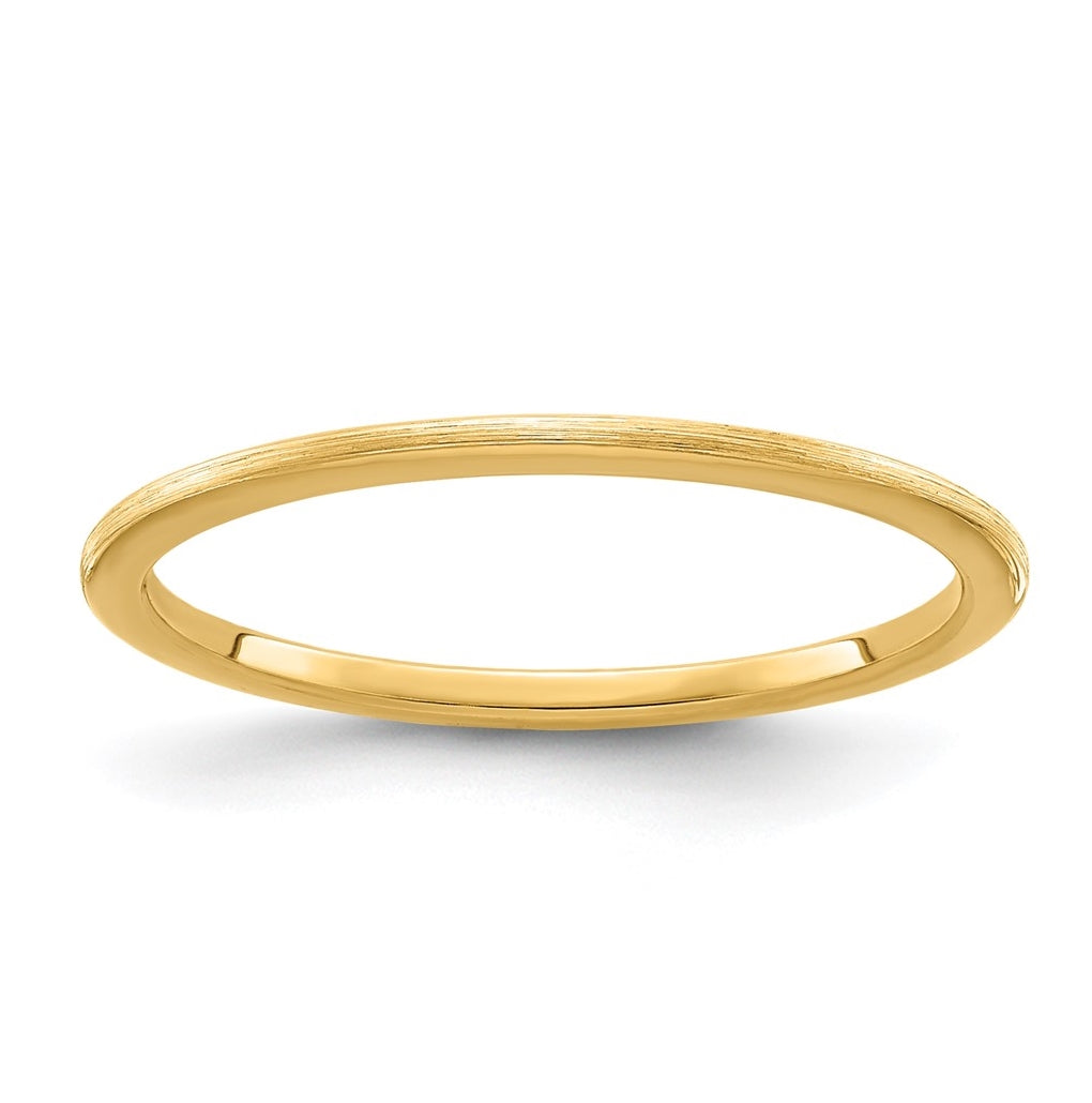 10K Yellow Gold 1.2mm Half Round Satin Stackable Band Size 4.5