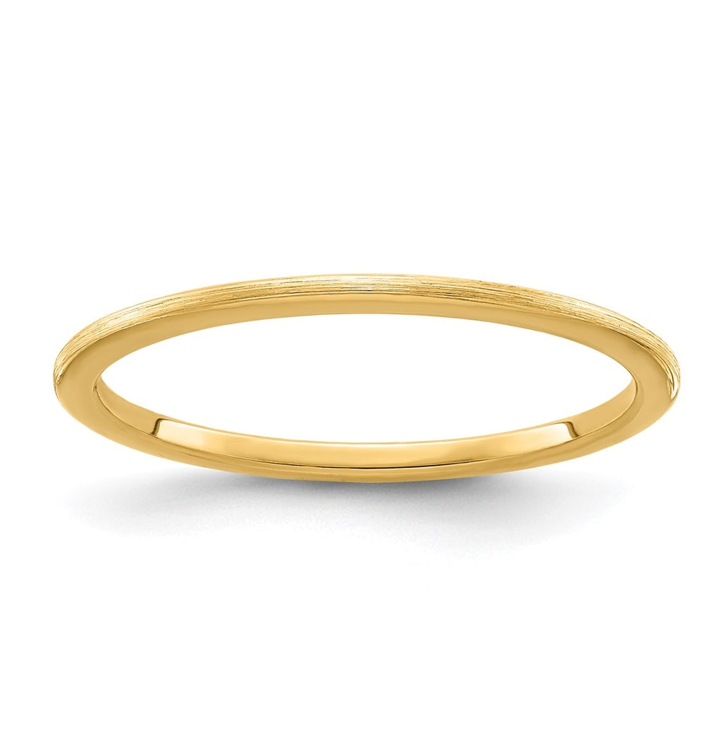 10K Yellow Or White Or Rose Gold 1.2mm Half Round Satin Stackable Band Size 4.5